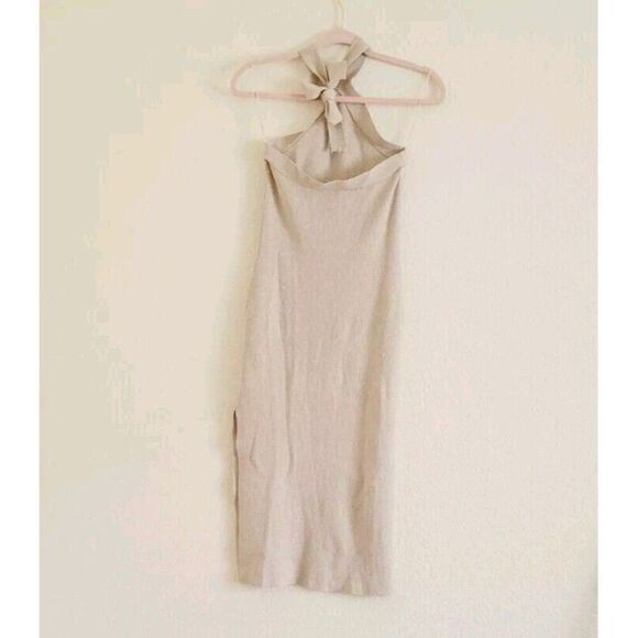 Aritzia Wilfred Cayenne Heather Light Birch Knit Halter Midi Dress Size Large - Picture 11 of 12